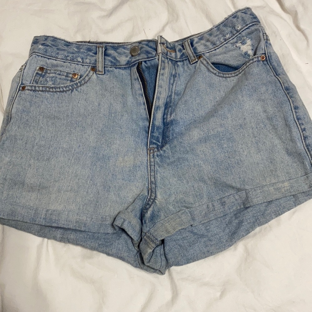 Distressed high waisted mom shorts